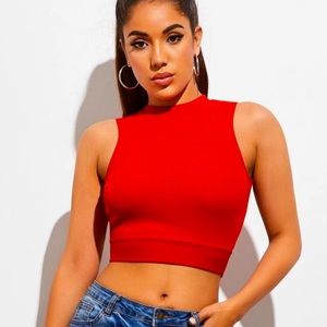 Red tie back cropped top